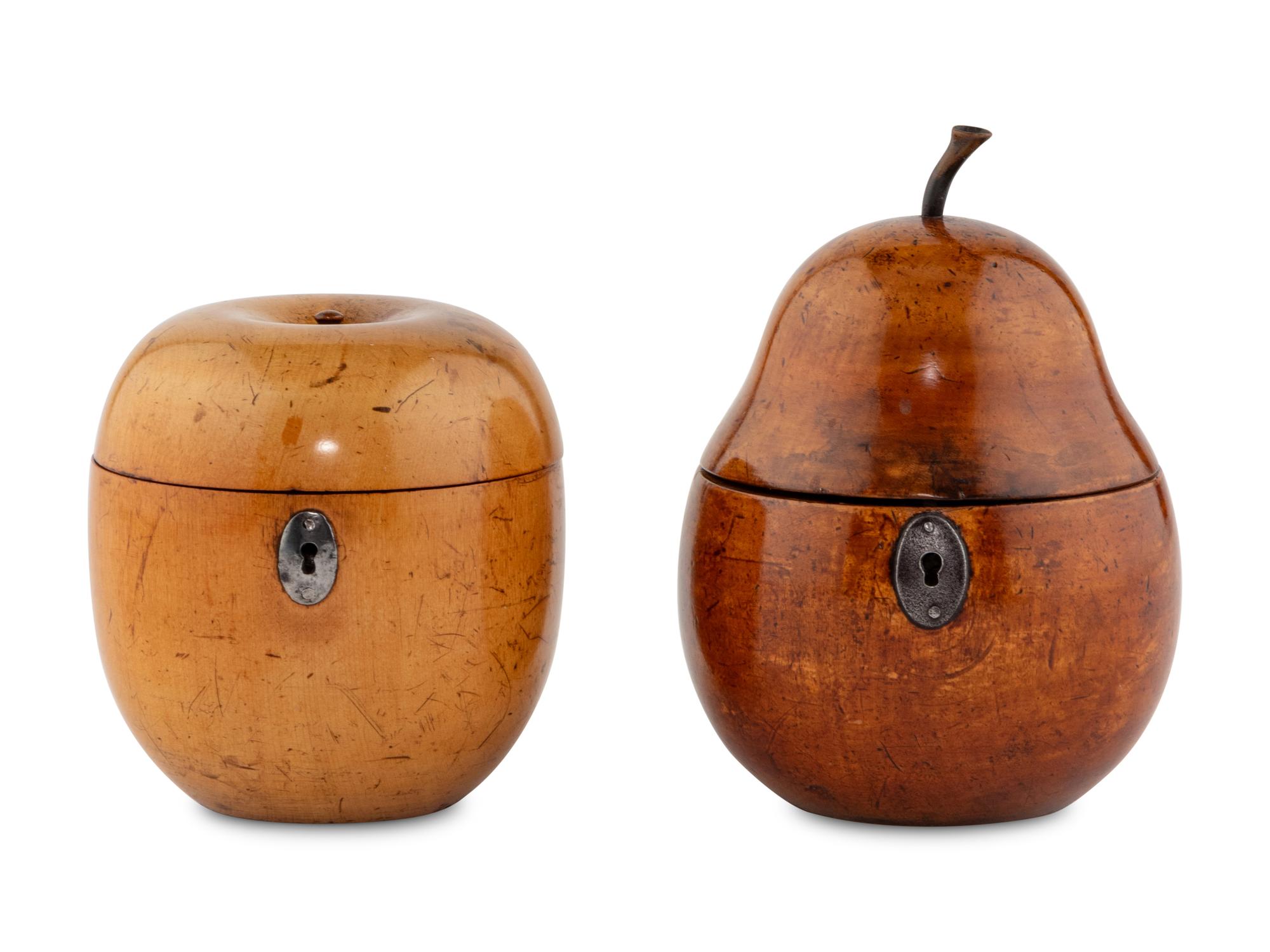 Two English Fruit-Form Tea Caddies
