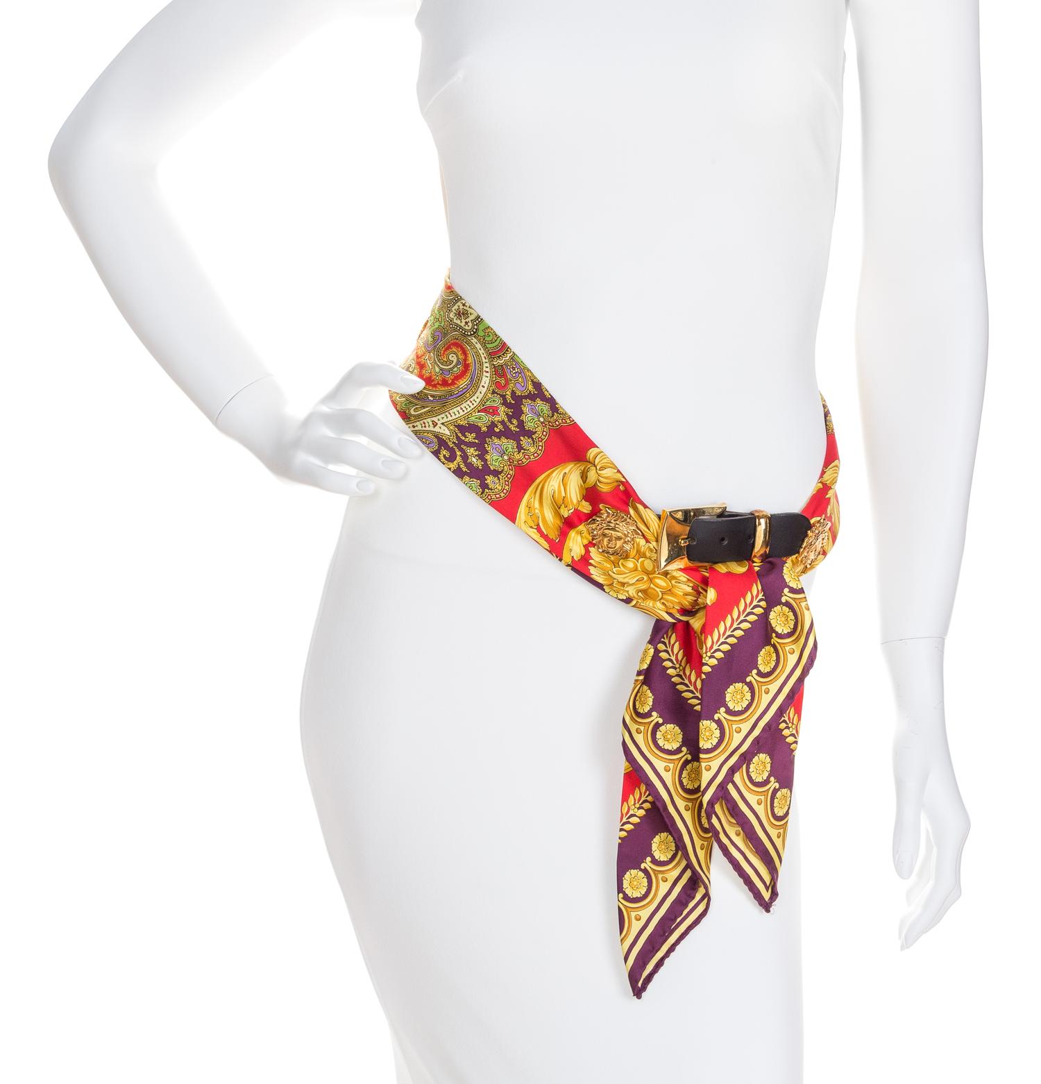 A Gianni Versace Silk Scarf Belt, Length: 31"- 33"; Width: 3.5".