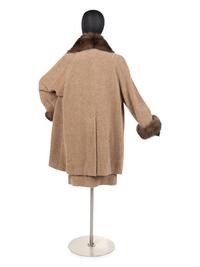 J. Mendel Wool Coat and Skirt Ensemble Trimmed with Sable Fur, 1990-2000s