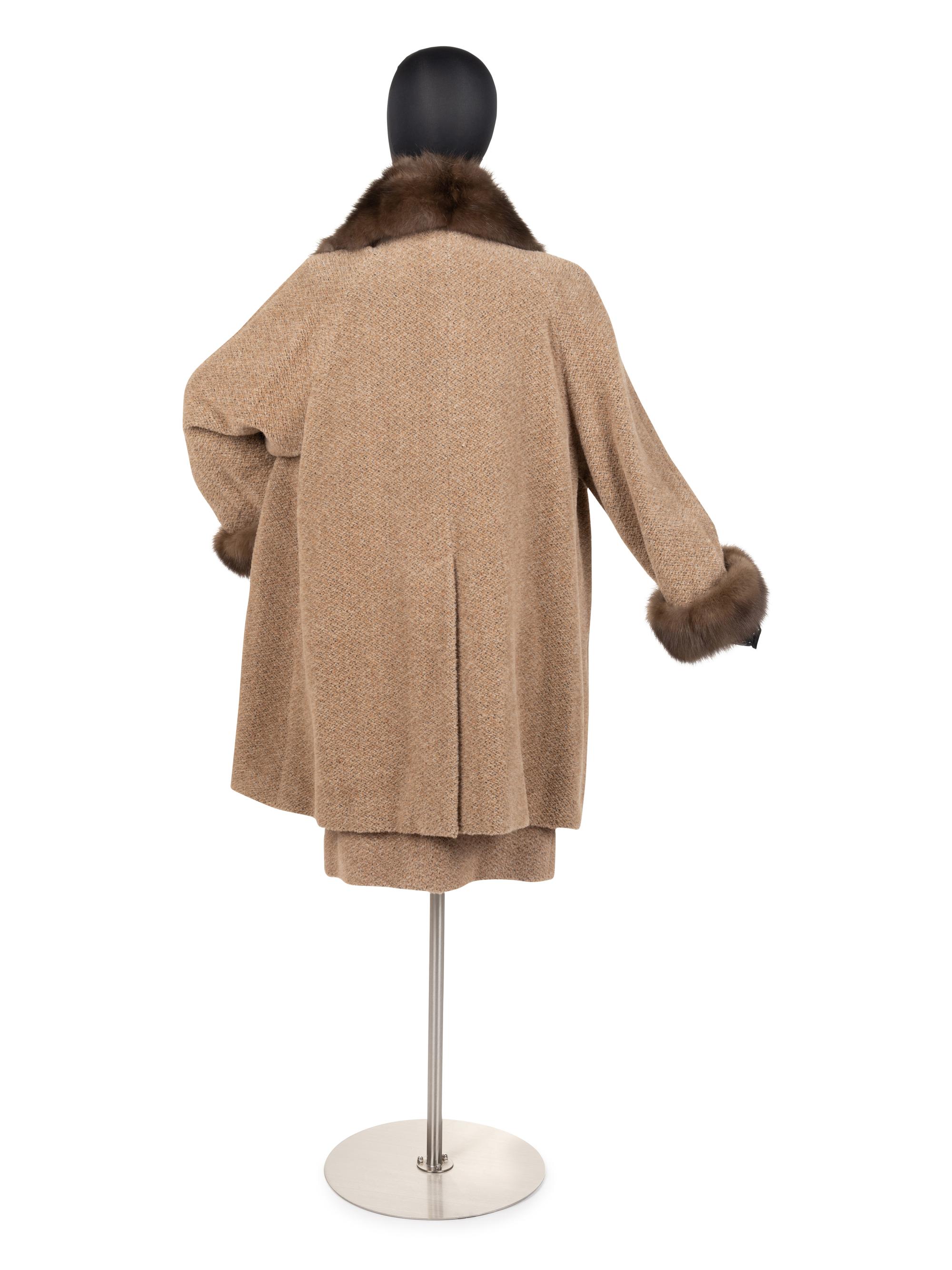 J. Mendel Wool Coat and Skirt Ensemble Trimmed with Sable Fur, 1990-2000s