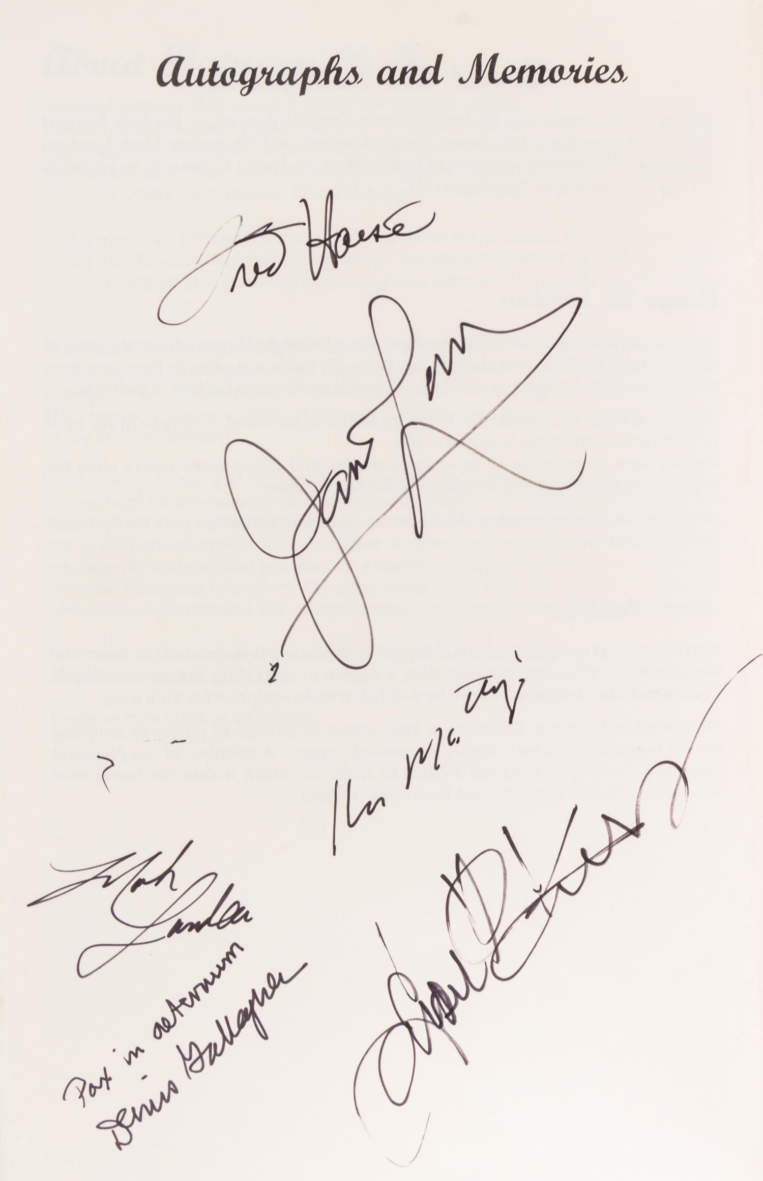(SWIGERT, JACK) APOLLO 13. Autographed document signed by the crew of the Apollo 13 mission, Fred haise, James Lovell, & Ken Mattingly.