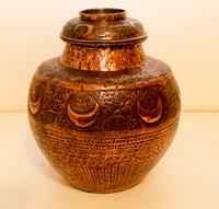 A Hand Hammered Copper Vessel. Height 13 1/2 inches.