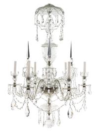 A Waterford Six-Light Chandelier Height 44 inches. — MID-20TH CENTURY