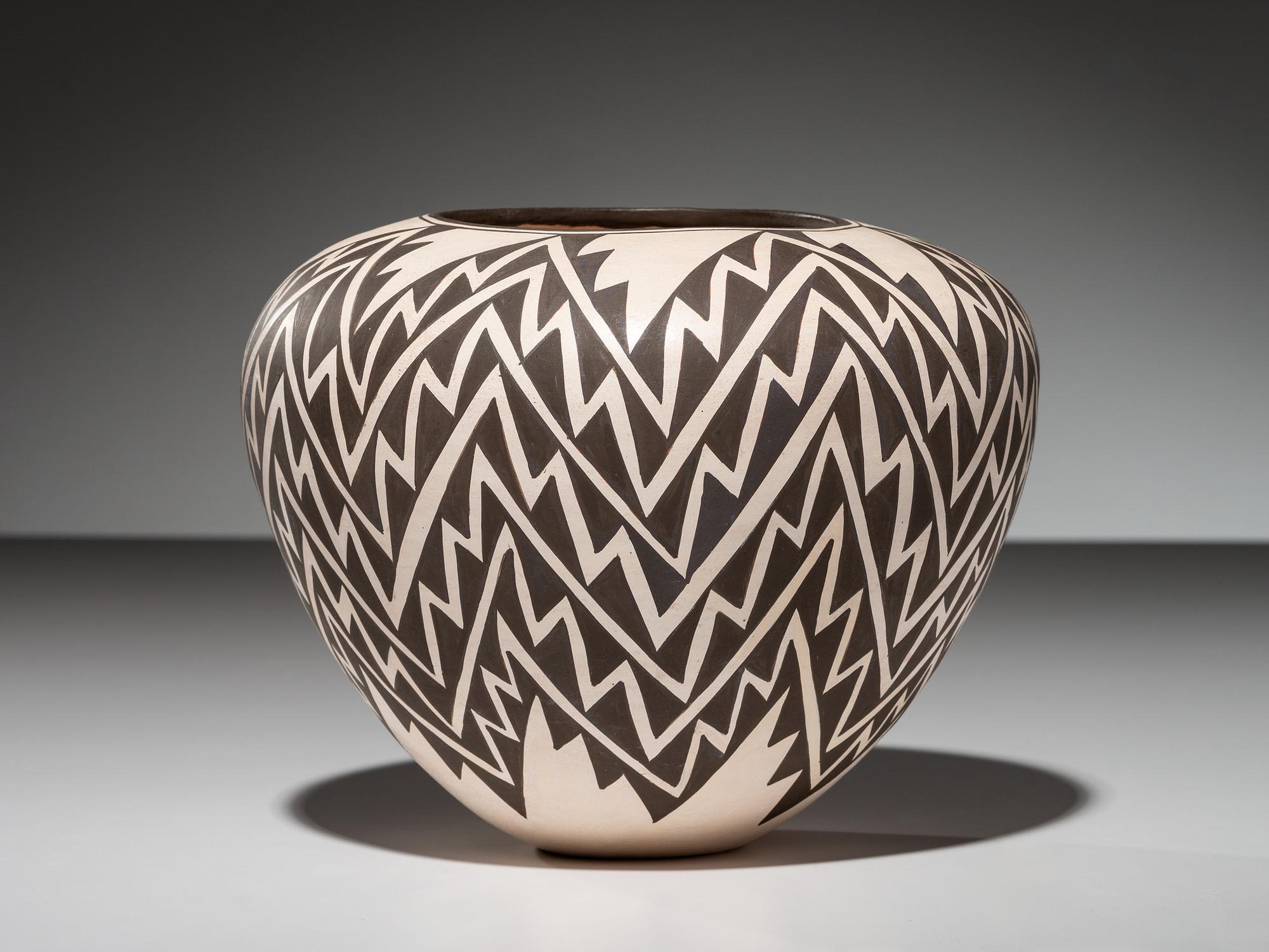 Black-on-White Pottery Jar