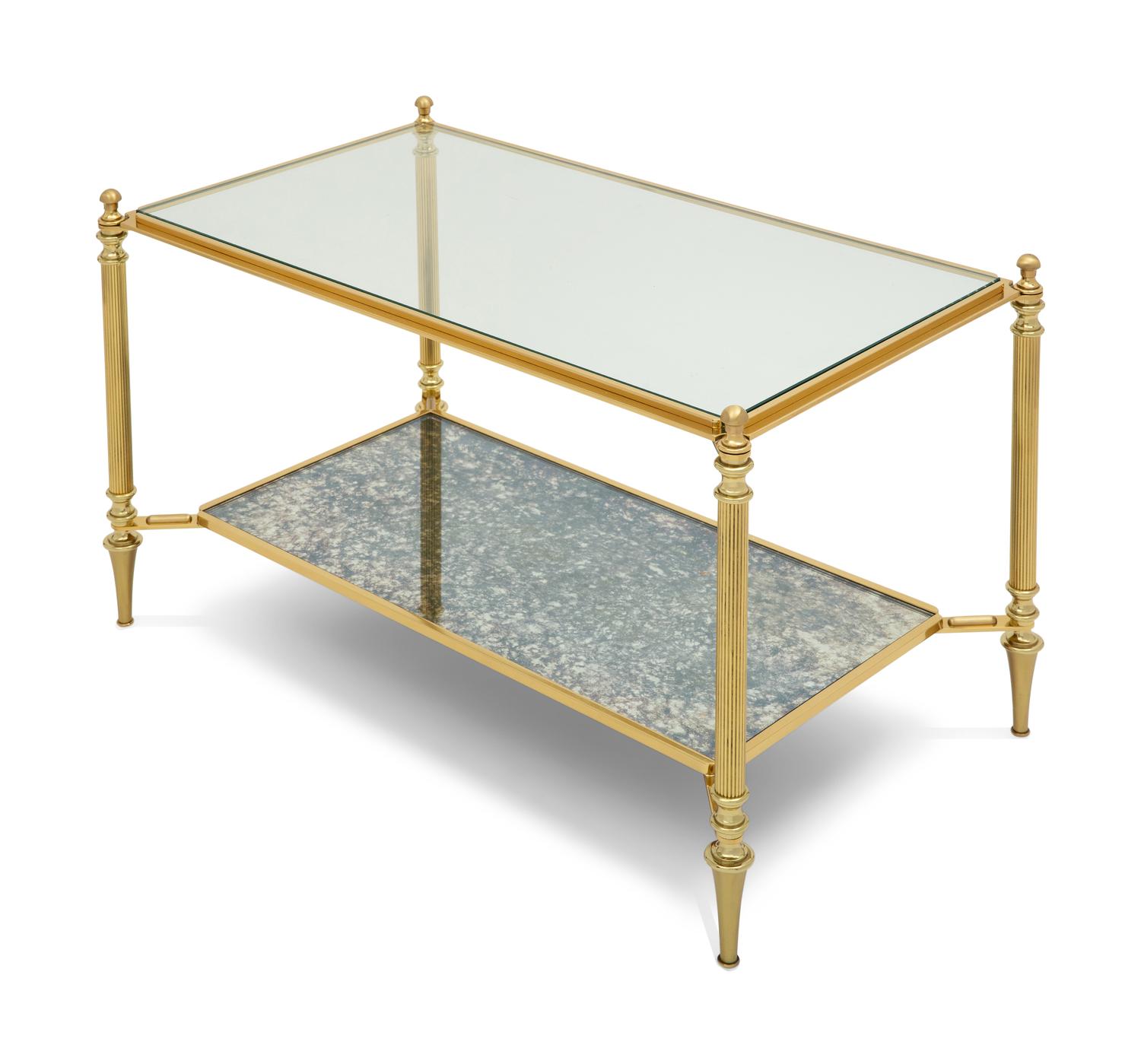 A Brass and Glass Cocktail Table