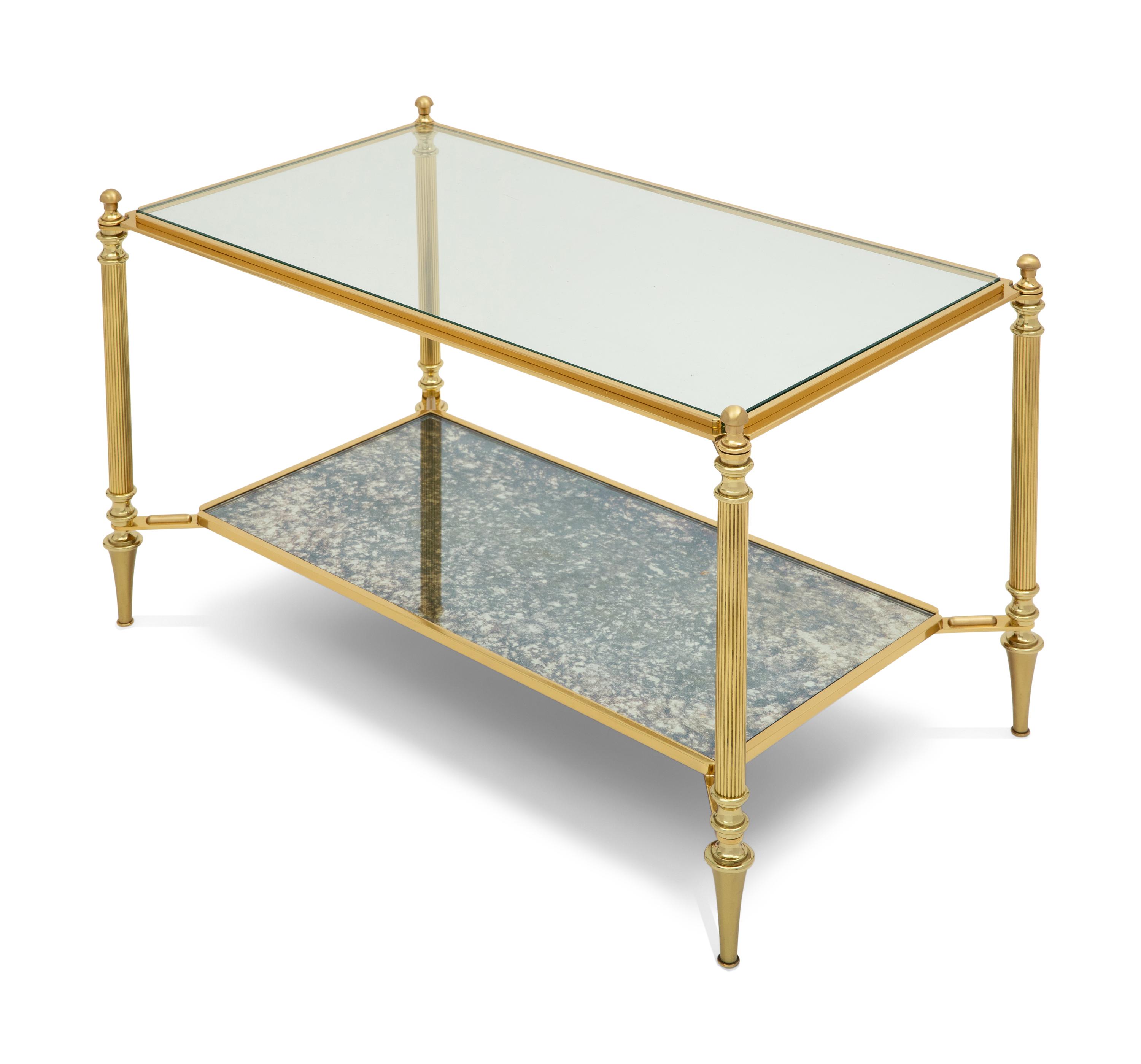 A Brass and Glass Cocktail Table