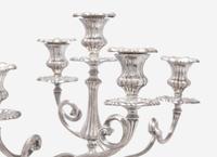 A Pair of Elkington and Co. Silver-Plate Five-Light Candelabra