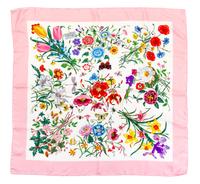 A Pair of Gucci Multicolor Floral Scarves, 34" x 34".