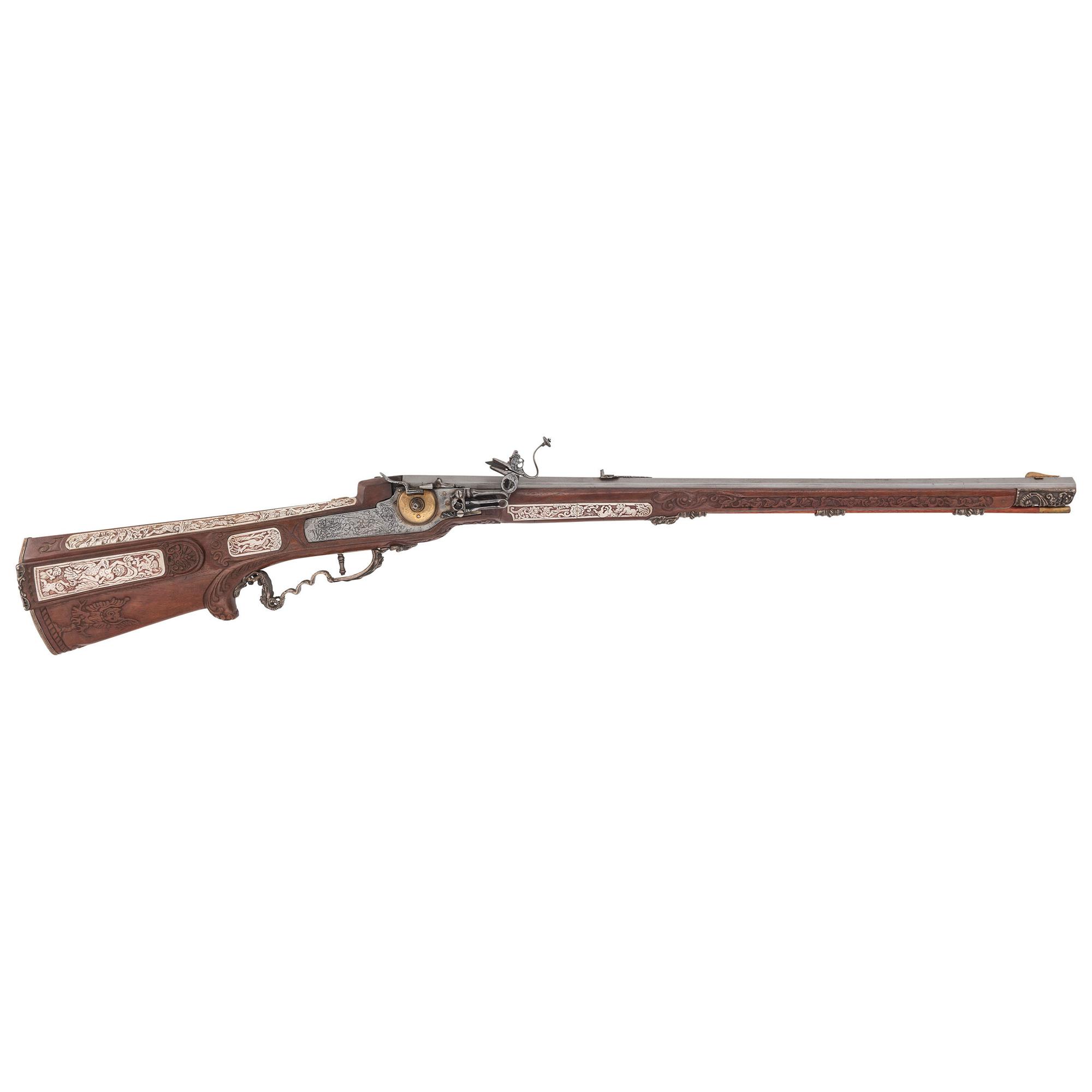 Contemporary Schwabian Wheellock Rifle in the Style of Johann Michael Maucher by John B. Derrick (American, b.1936)
