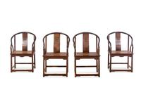 Two Pairs of Hardwood Continuous Horseshoe-Back Armchairs, Quanyi