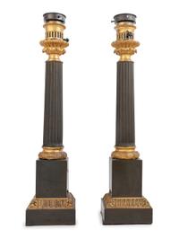 A Pair of Neoclassical Bronze Table Lamps