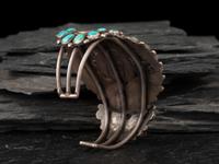 Navajo or Zuni Silver and Turquoise Cluster Cuff Bracelet