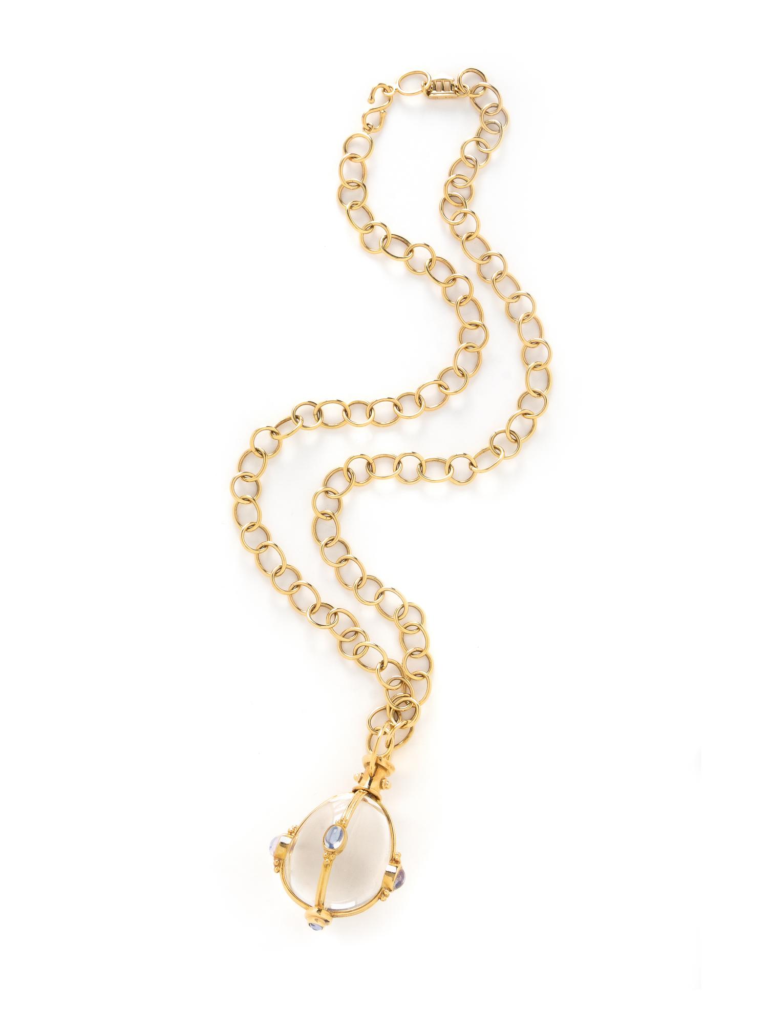 TEMPLE ST. CLAIR, YELLOW GOLD AND ROCK CRYSTAL 'LARGE BLUE MOON AMULET' AND 'ARNO' CHAIN
