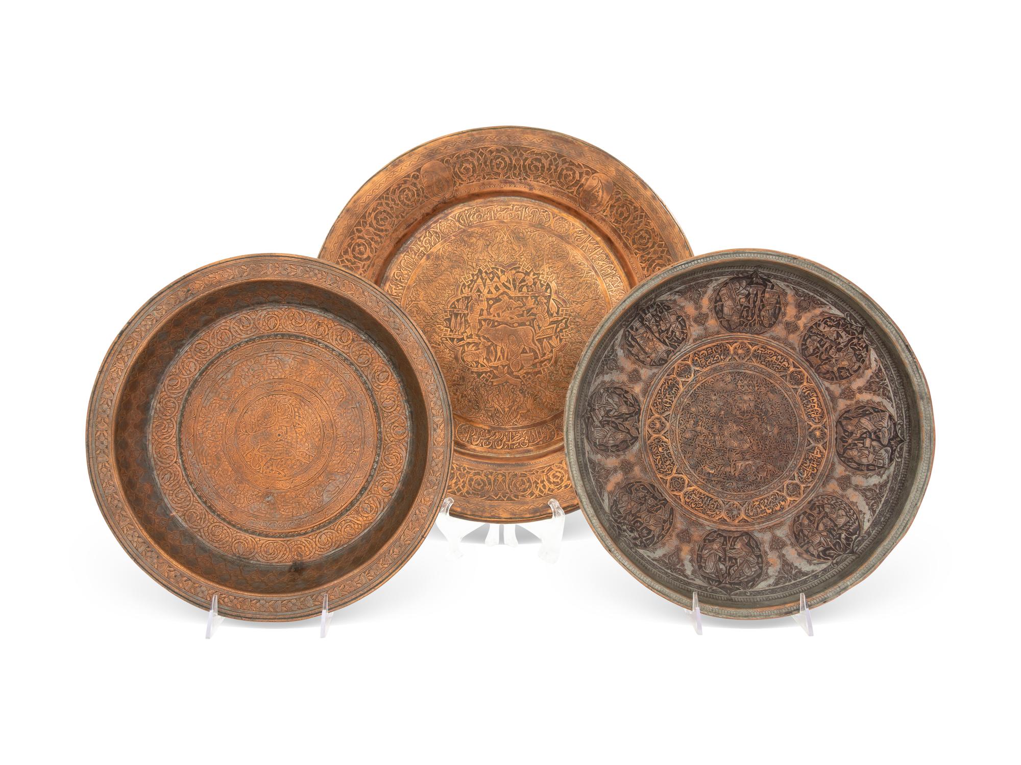 Three Tinned Copper Dishes