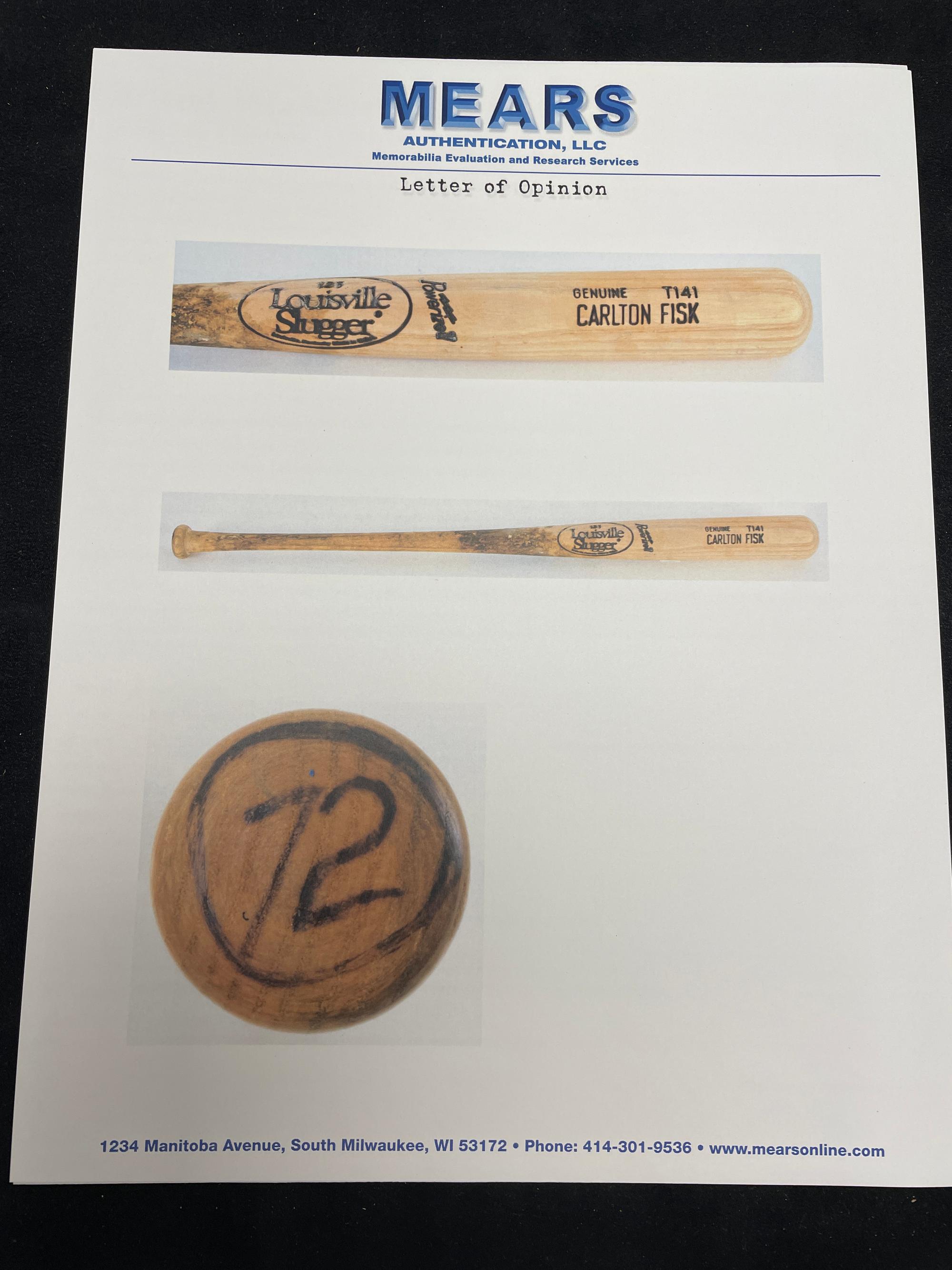 A Carlton Fisk 1990 Professional Model Louisville Slugger Bat (MEARS A6)