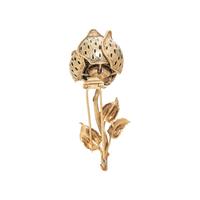 DIAMOND, SAPPHIRE, AND ENAMEL ARTICULATED FLOWER BROOCH