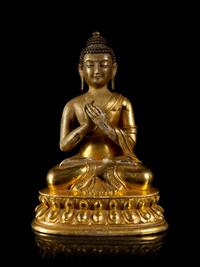 A Sino-Tibetan Gilt Bronze Figure of Buddha