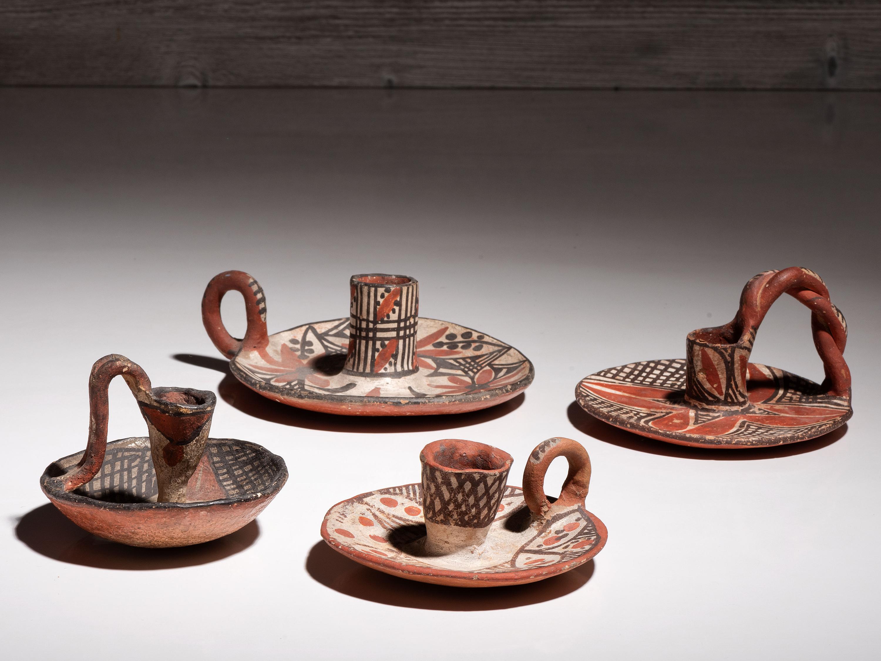 Isleta Polychrome Pottery Chamber Sticks