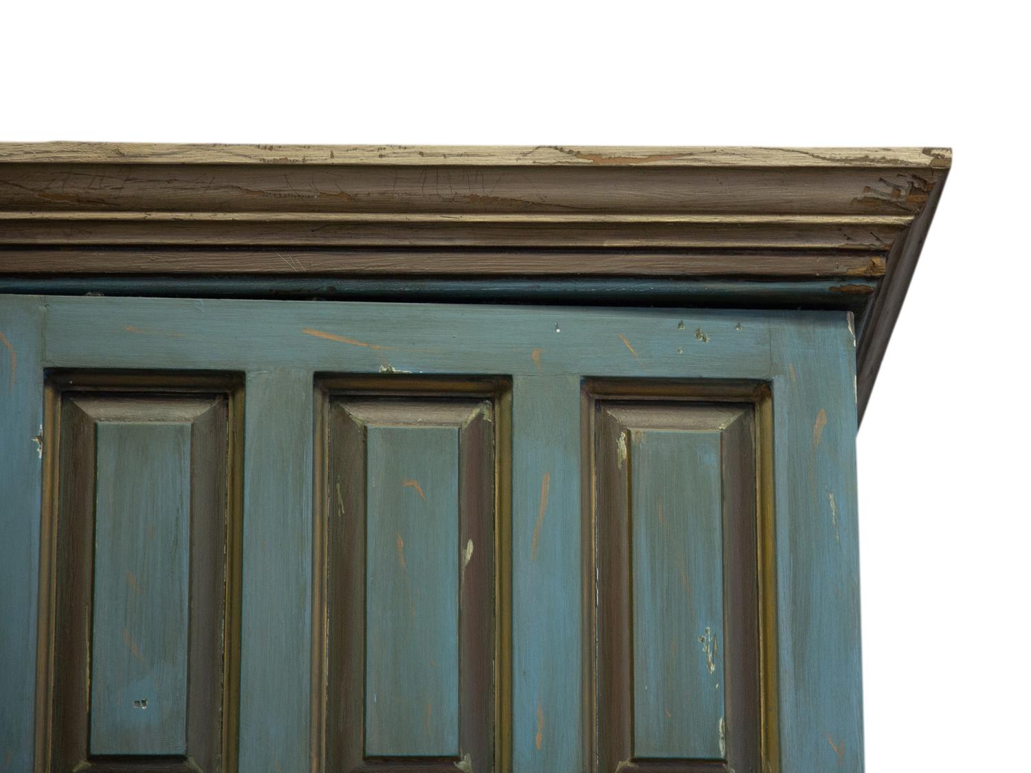 A French Blue Painted Bookcase Cabinet