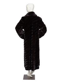 Diagonally-Pieced Ranch Mink Fur Coat