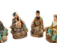 A Set of Eight Chinese Enameled Porcelain Figures of Immortals