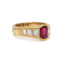 Ruby, Diamond, and Yellow Gold Ring