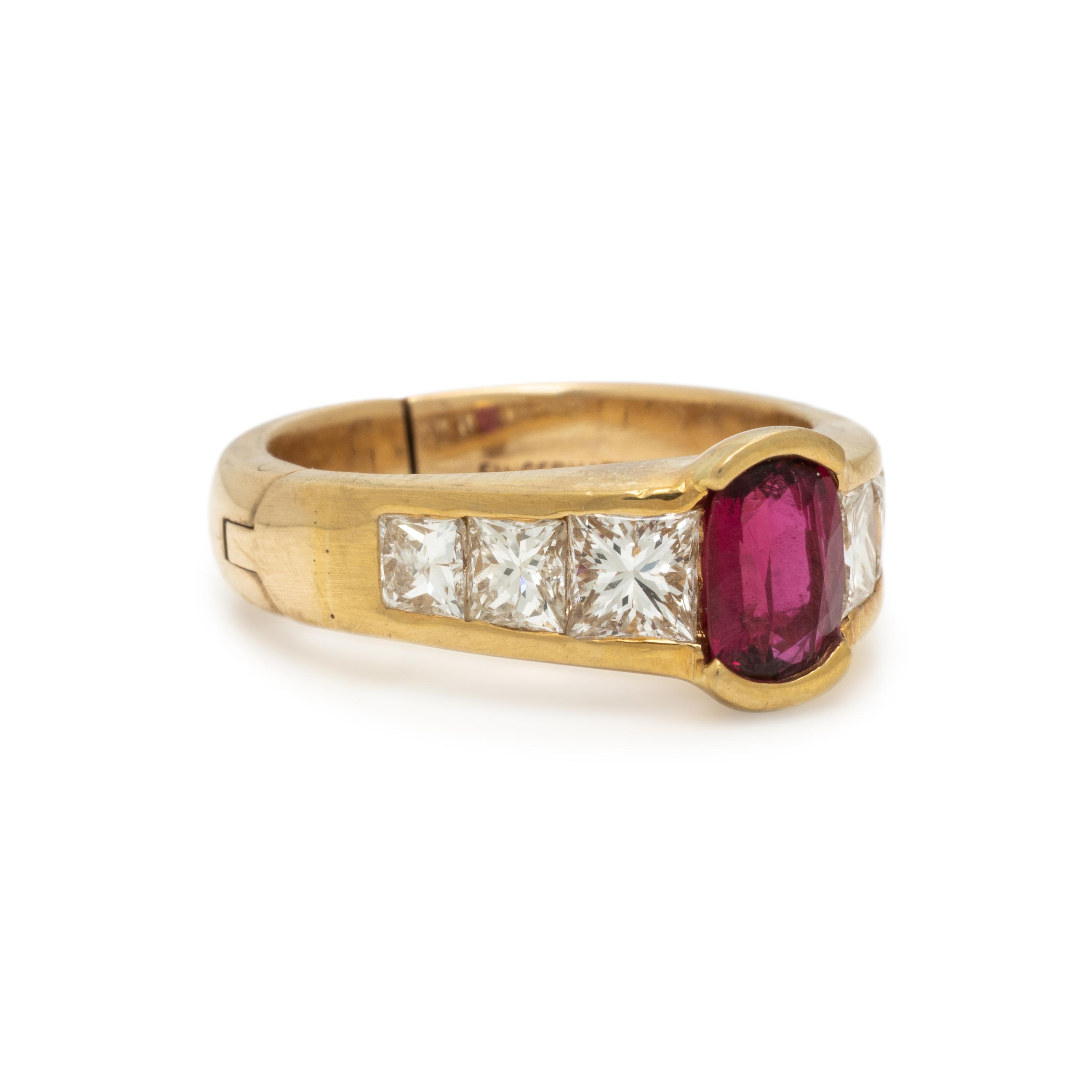Ruby, Diamond, and Yellow Gold Ring