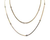 A Collection Yellow Gold and Diamond Station Necklaces, 6.50 dwts.