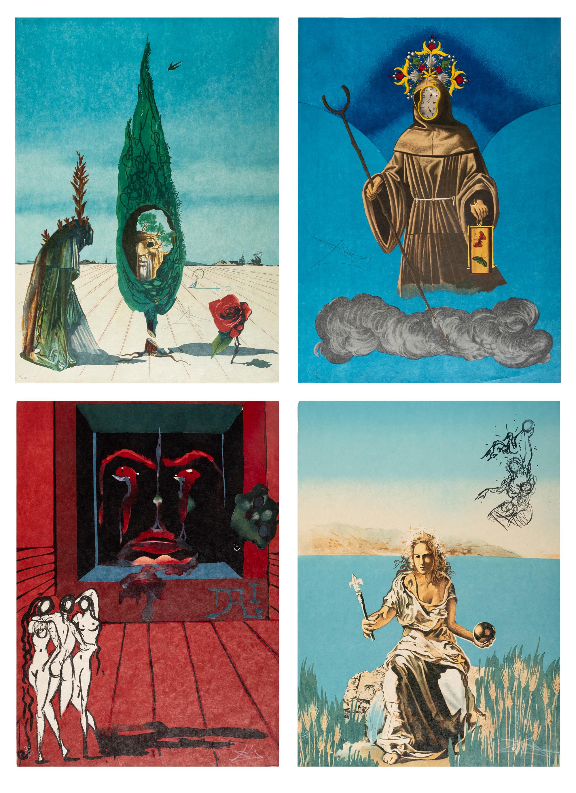 Visions Surréalistes (complete portfolio of four lithographs with portfolio case), 1976