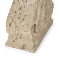 A Pair of Cast Stone Corbels Converted to a Glass-Top Console Table