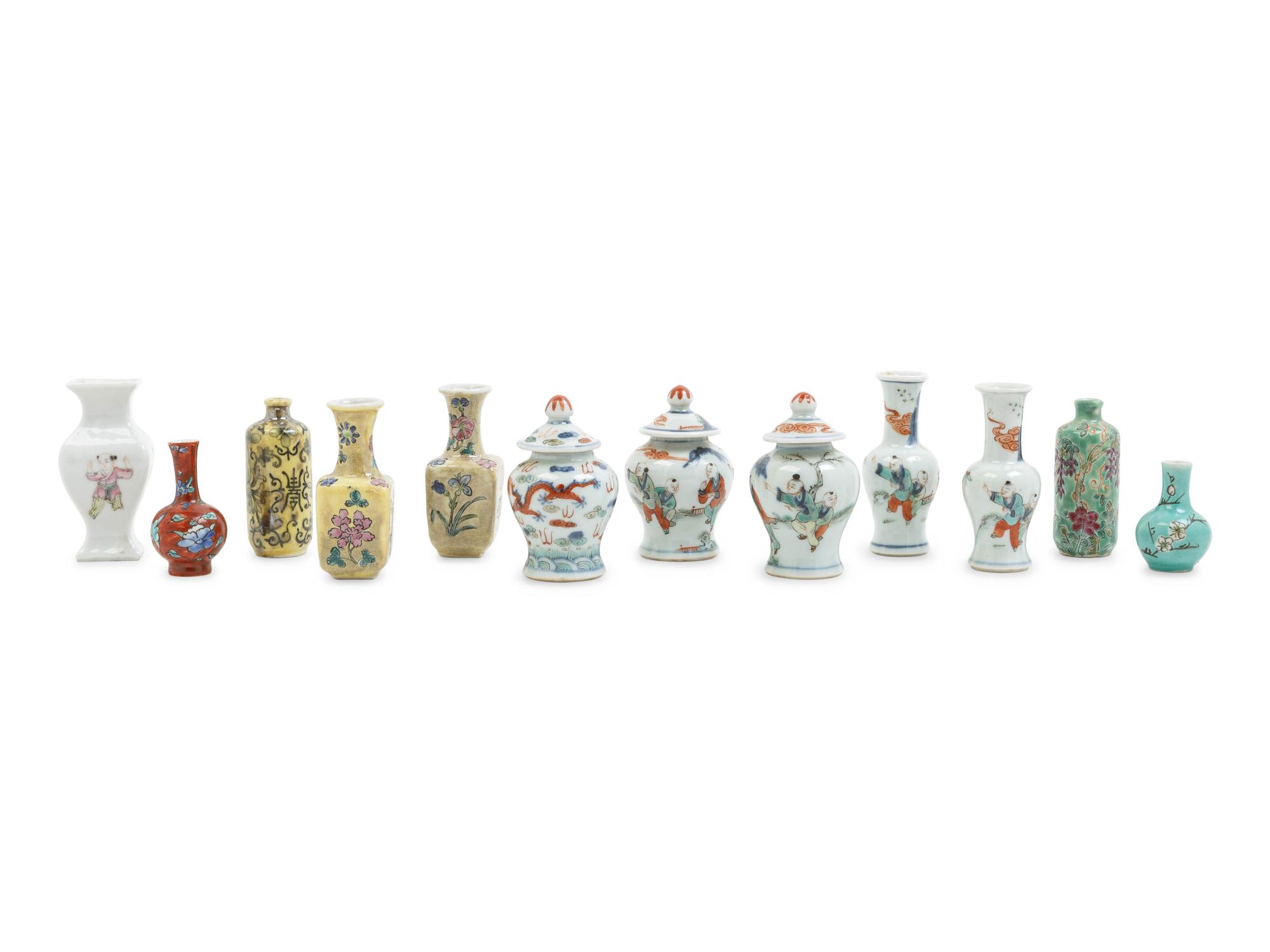 12 Chinese Miniature Porcelain Vases
