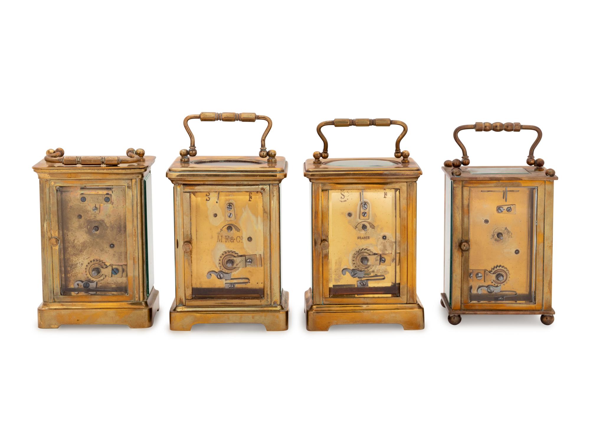 Four French Brass Carriage Clocks