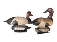 Four Wooden Canvasback Duck Decoys