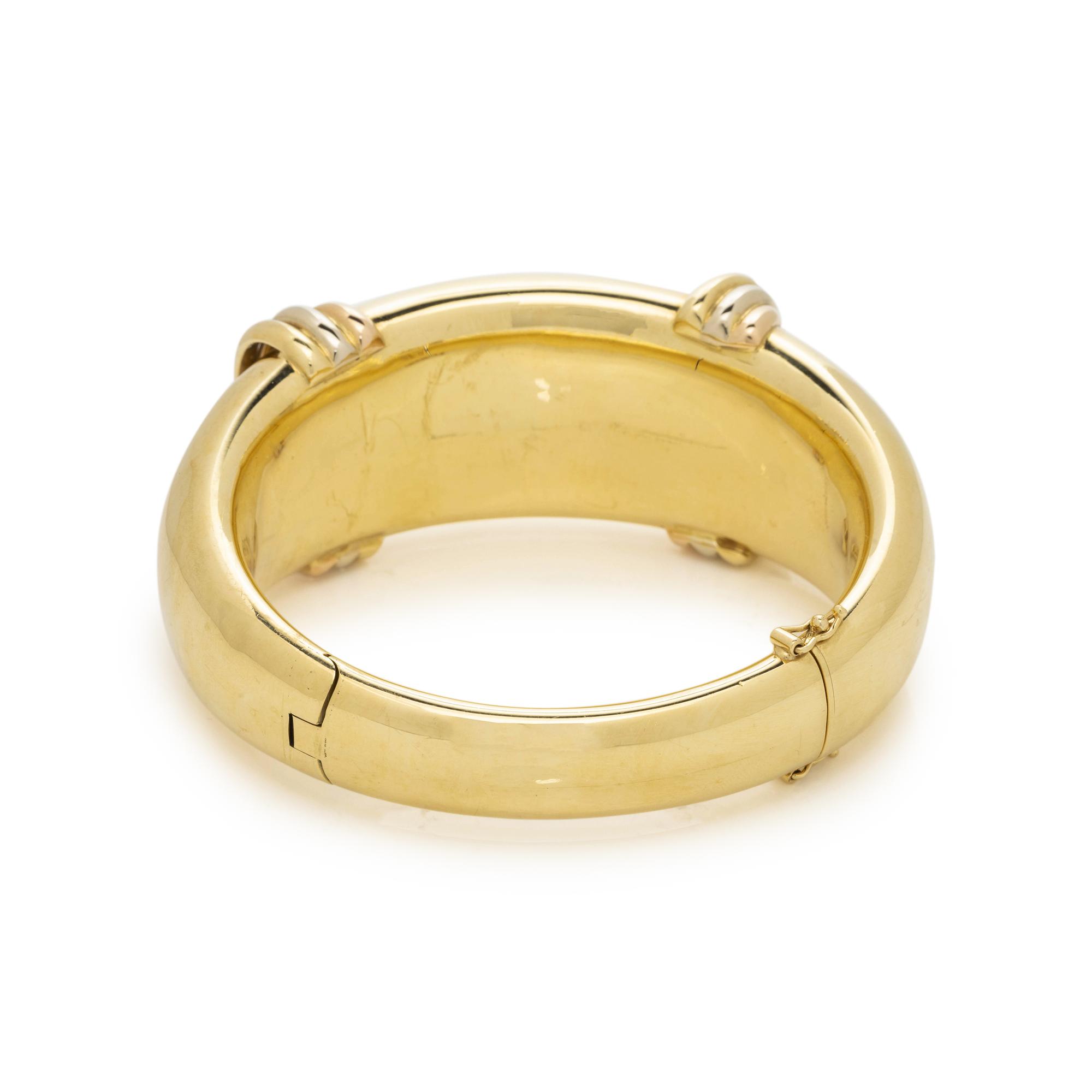 TRICOLOR GOLD HINGED BANGLE BRACELET