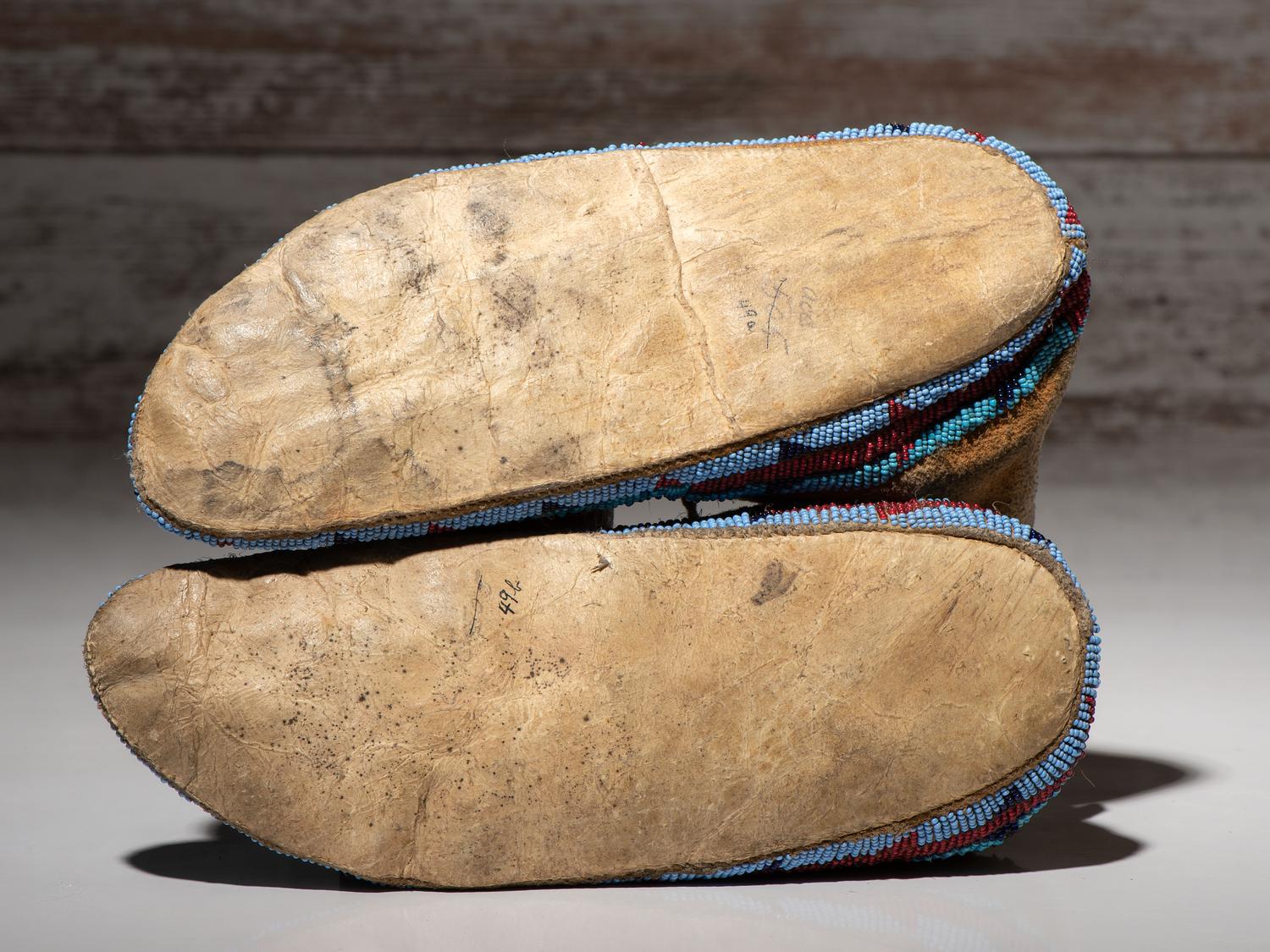 Central Plains Beaded Buffalo Hide Moccasins
