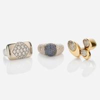 A Group of Three Gold and Gemstone Ladies Rings