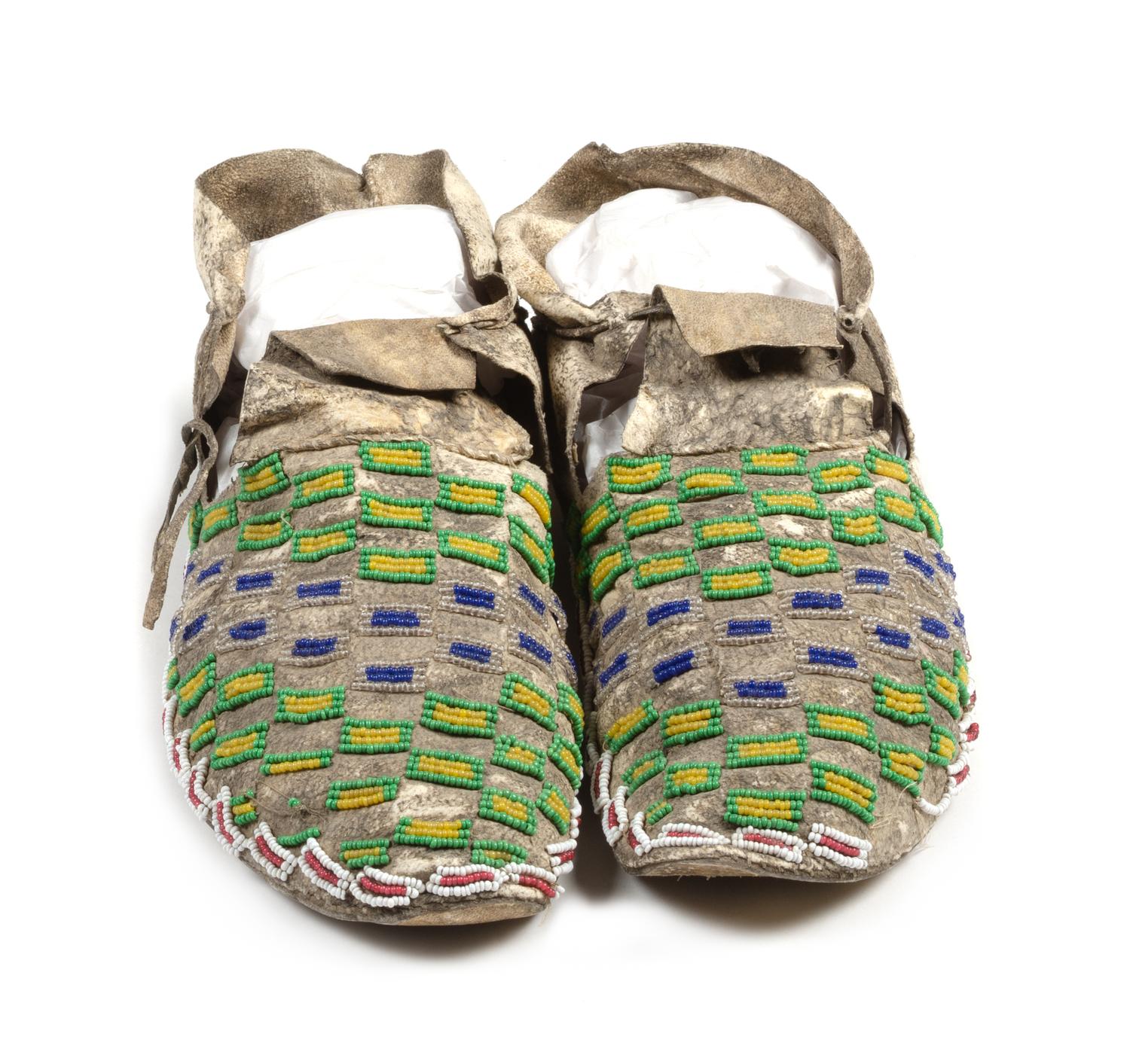 Pair of Beaded Sioux Moccasins Length 9 x Width 3 1/2 inches