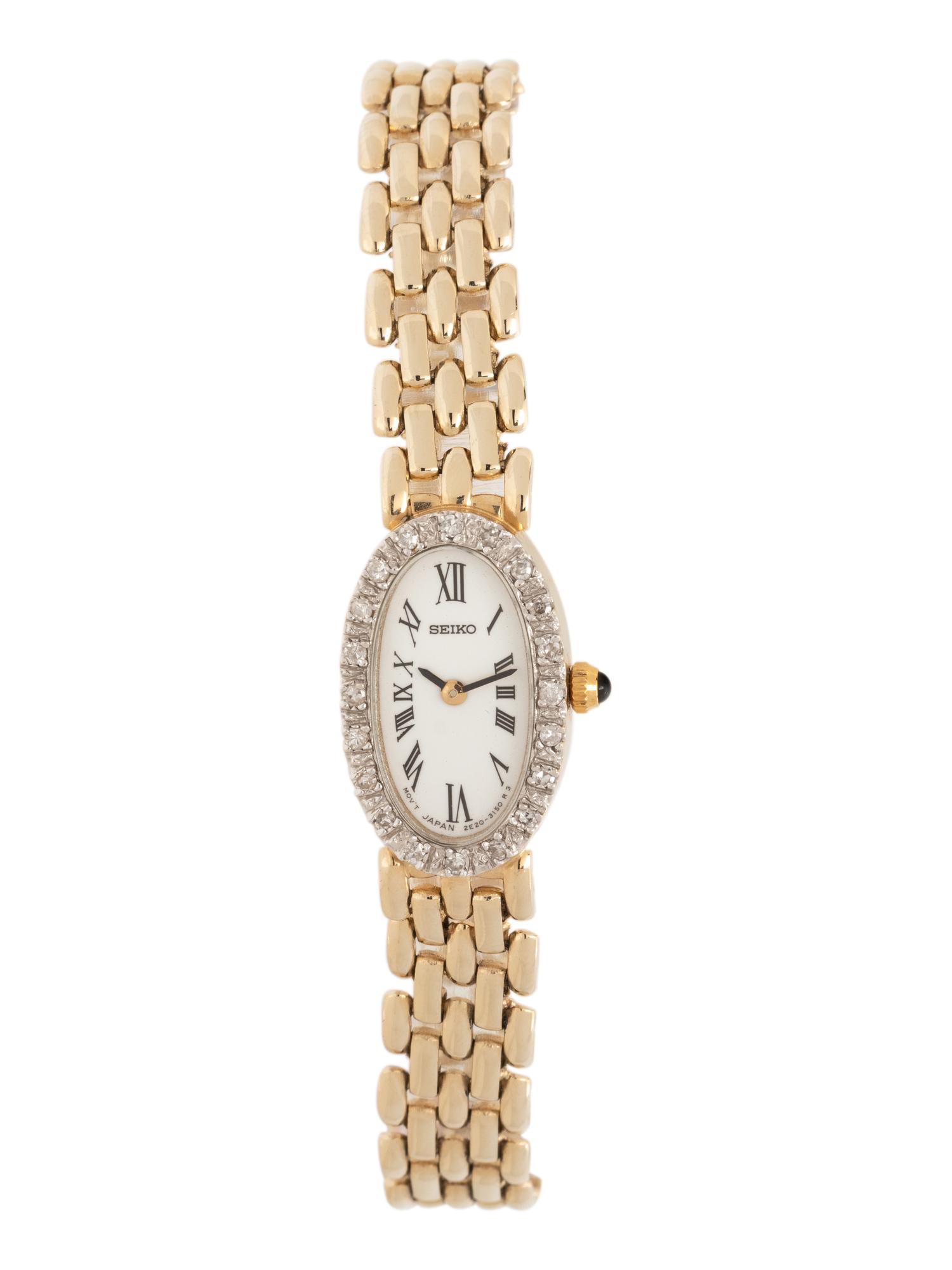 SEIKO, 14K YELLOW GOLD AND DIAMOND WATCH