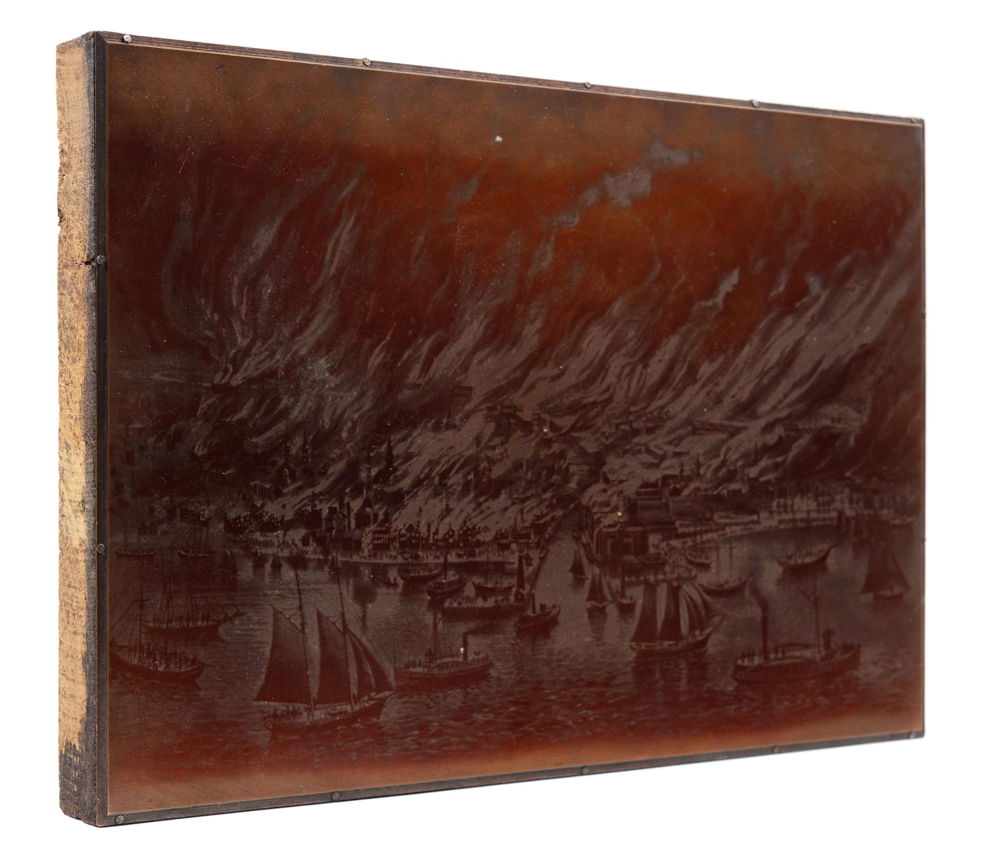 [CHICAGO FIRE]. Original printing plate, circa 1871.