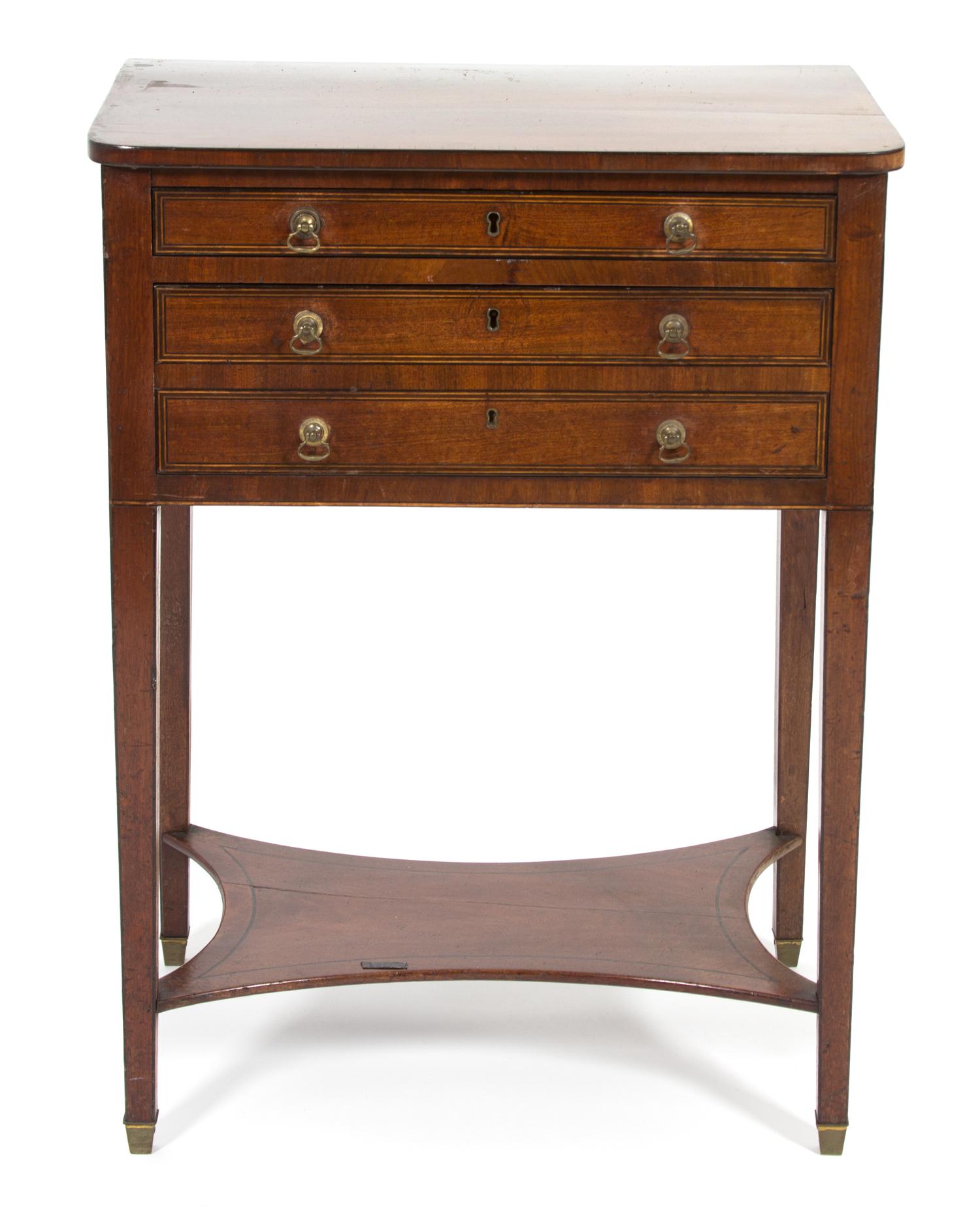 A Regency Inlaid Mahogany Humidor Table Height 28 1/2 x width 21 x depth with leaf down 14 inches. — 19TH CENTURY