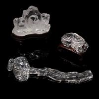 Three Chinese Rock Crystal Scholar's Objects, 19th-20th Century 晚清-民國 水晶文房三件