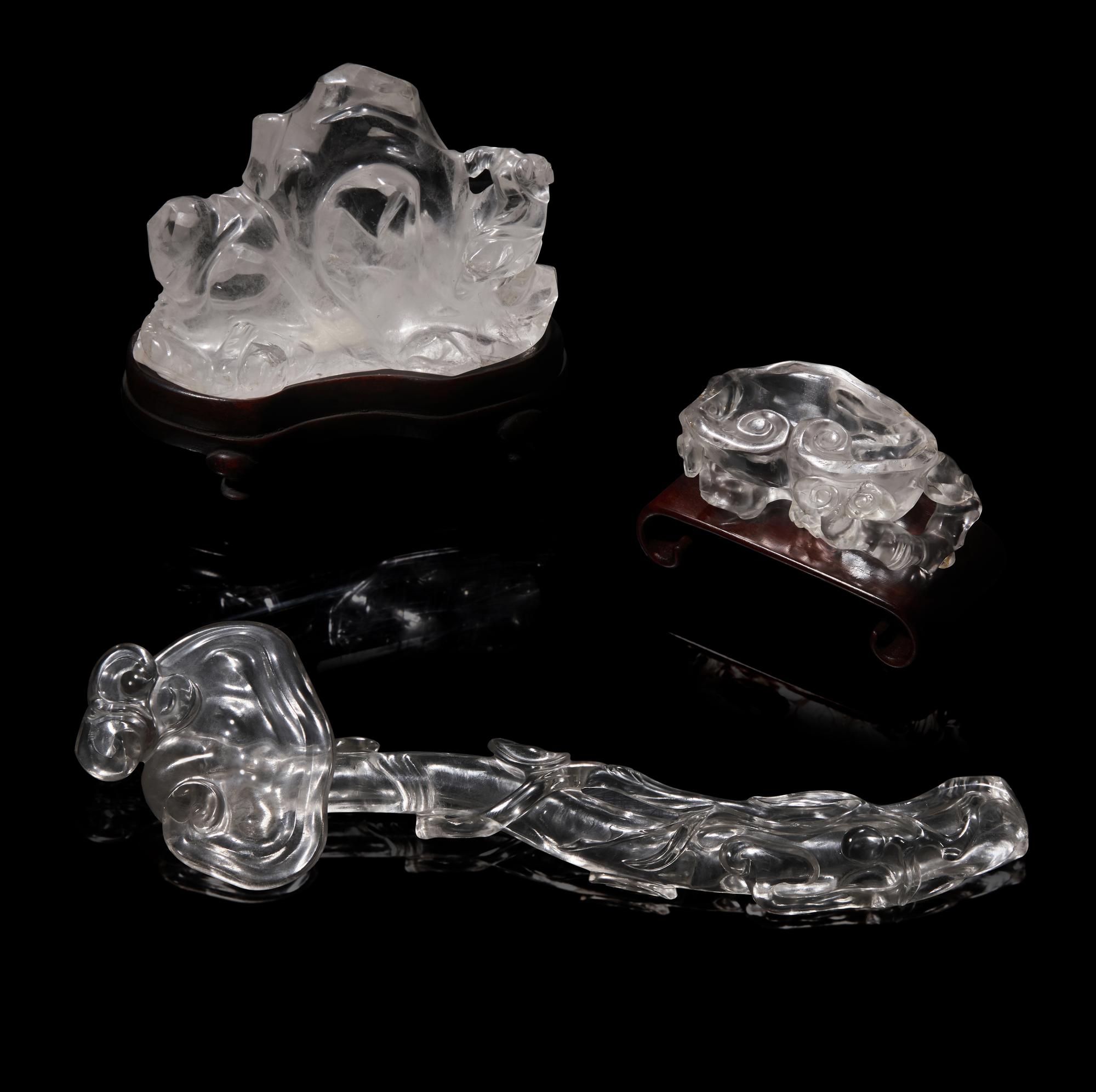 Three Chinese Rock Crystal Scholar's Objects, 19th-20th Century 晚清-民國 水晶文房三件