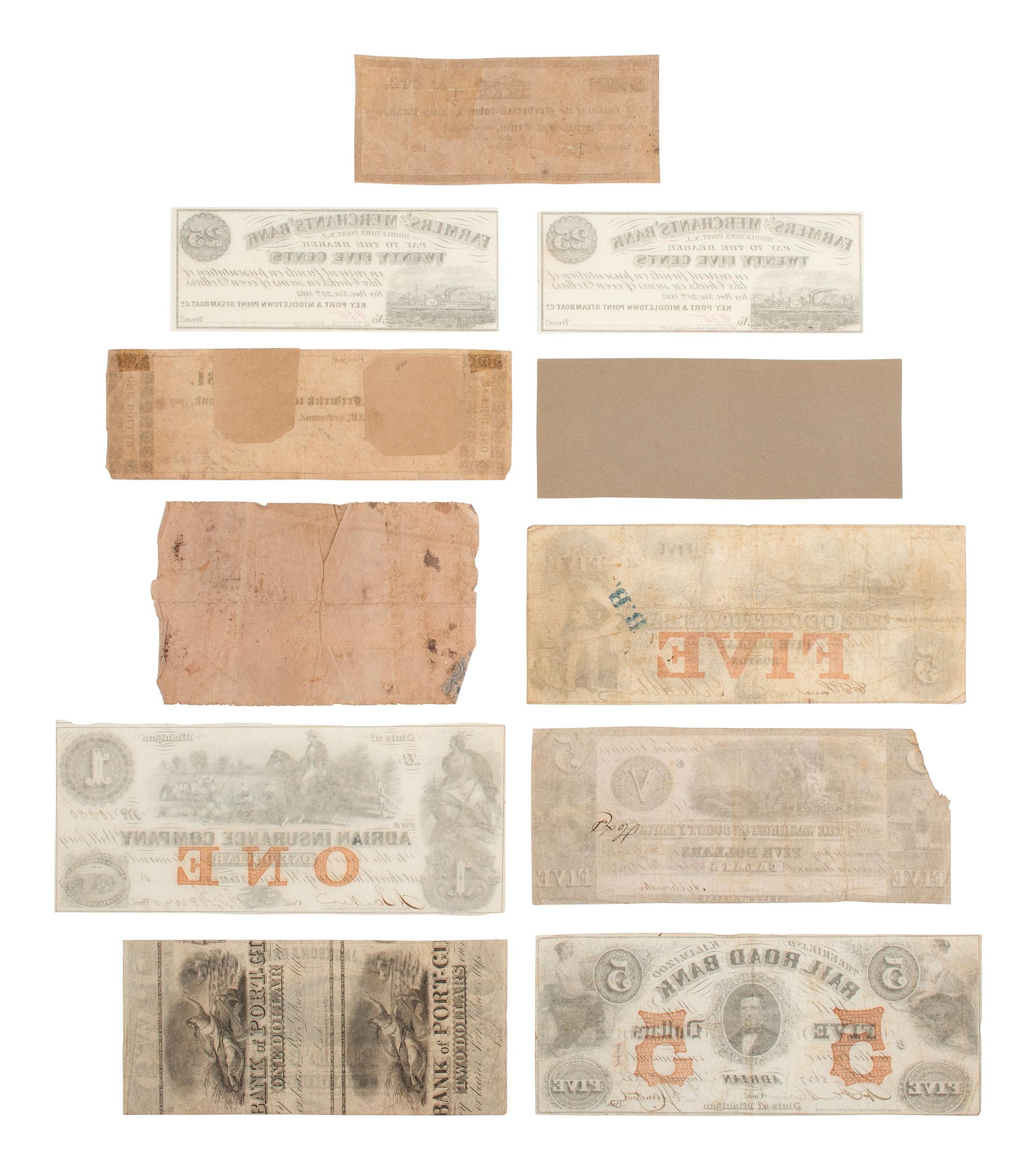 [CIVIL WAR]. A group of fractional currency, patriotic covers, & 19th century notes and covers.