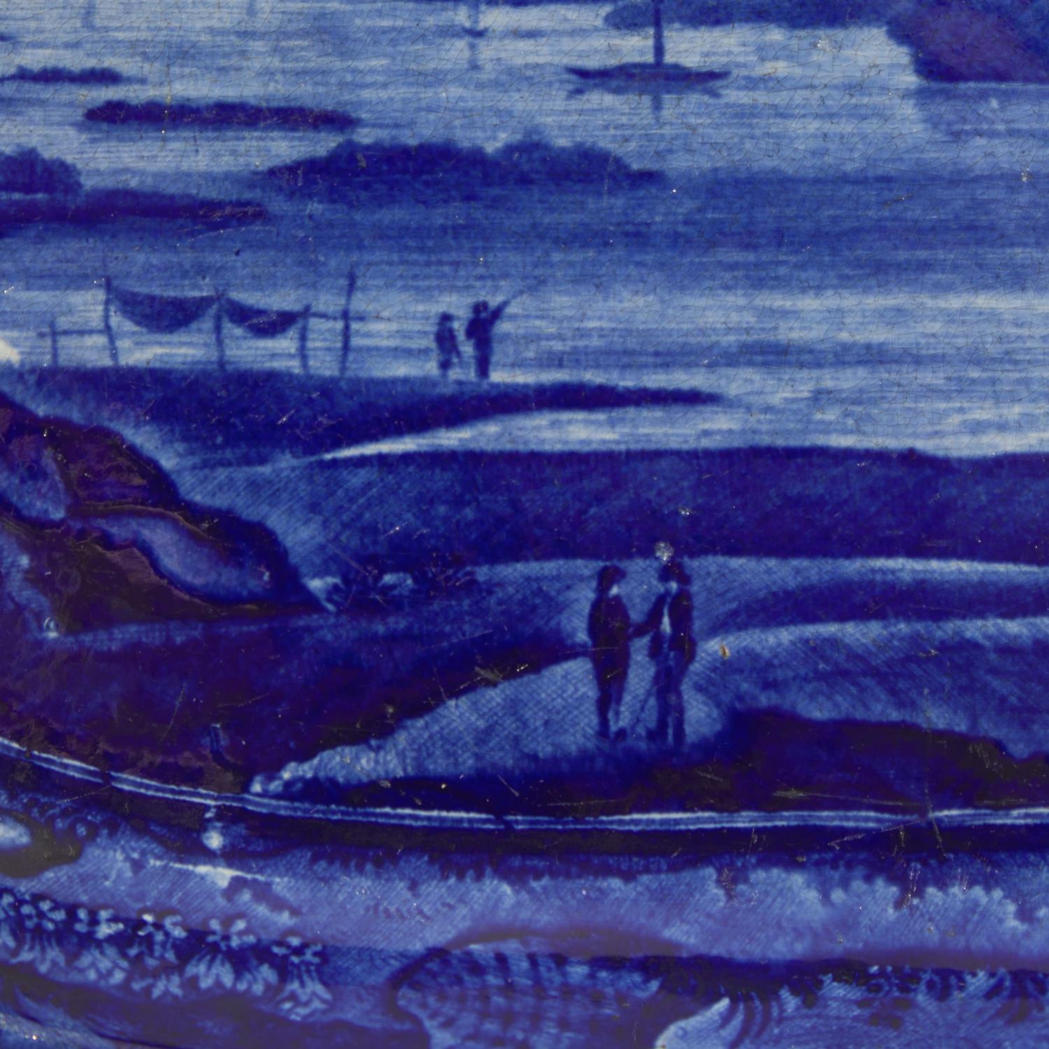 A Staffordshire Historical Blue "View of Lake George" Platter