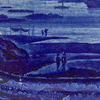 A Staffordshire Historical Blue "View of Lake George" Platter