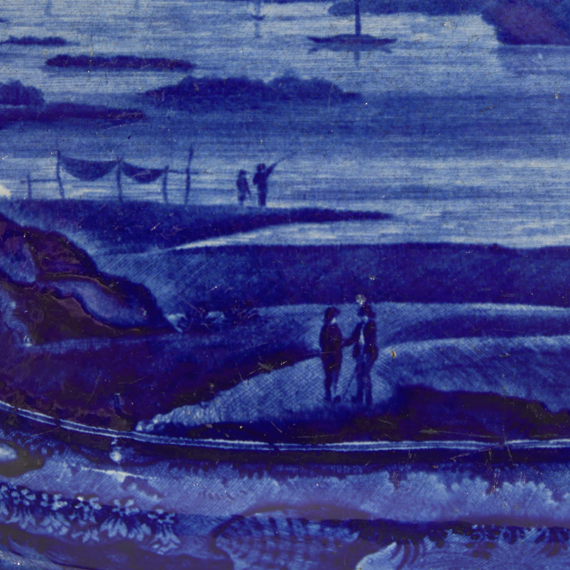 A Staffordshire Historical Blue "View of Lake George" Platter