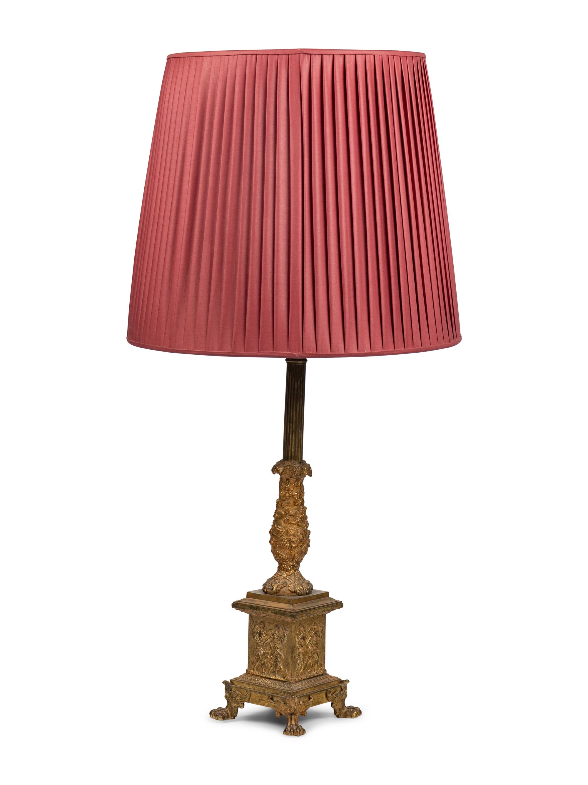 A Regency Style Gilt Bronze Lamp