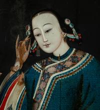 A Chinese Export Reverse Painted Glass Mirror — 20TH CENTURY