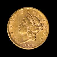 A United States 1862-S Liberty Head $20 Gold Coin