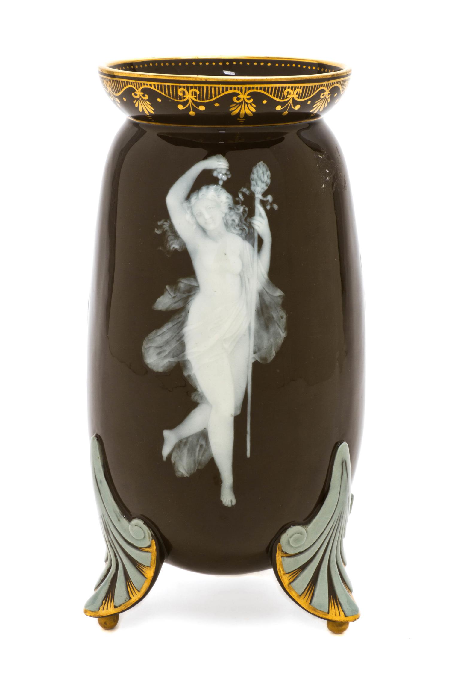 An English Pate-sur-Pate Porcelain Vase, Height 8 inches.